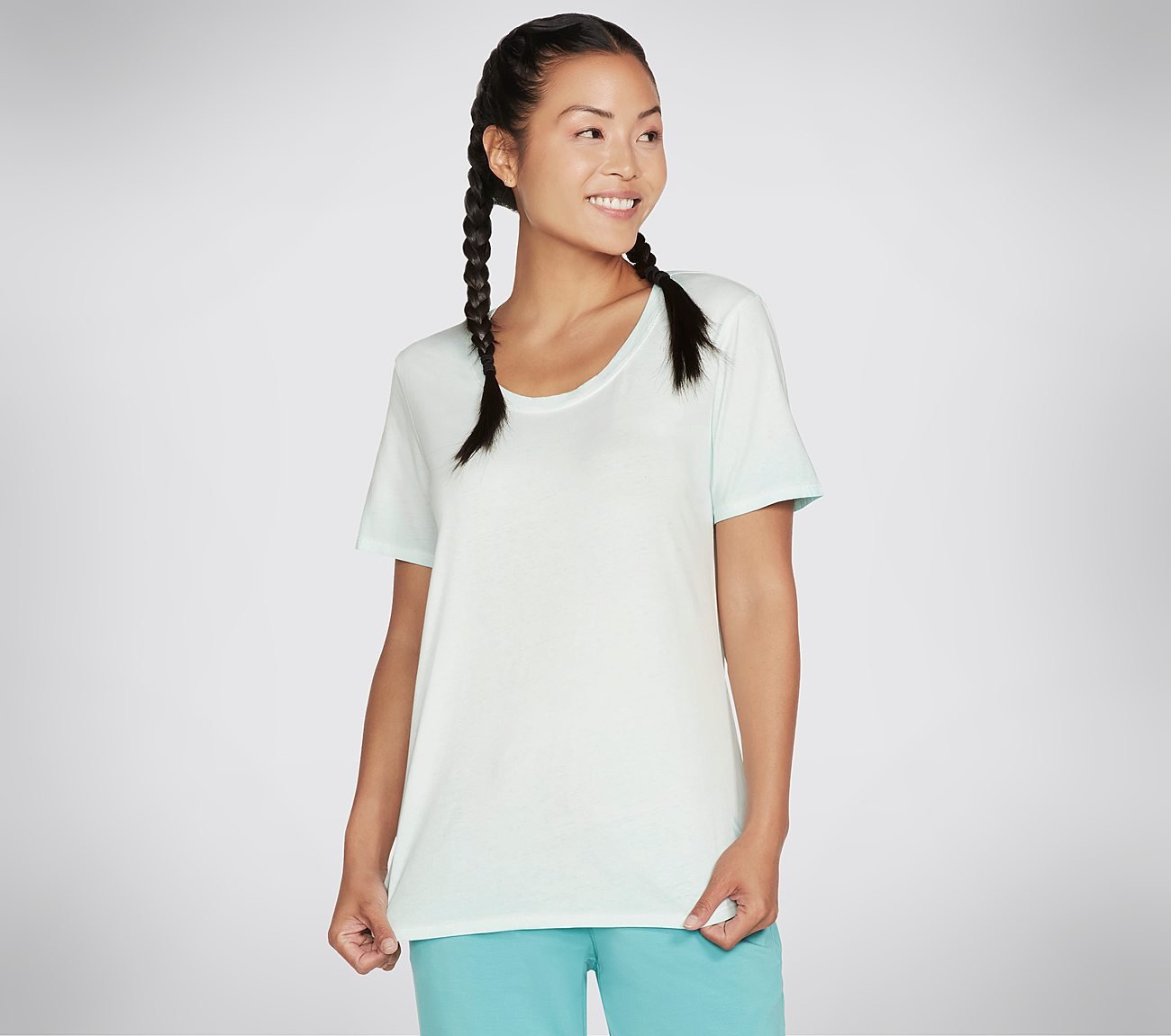 DIAMOND WASH HATHA SCOOP NECK, AQUA Apparel Lateral View