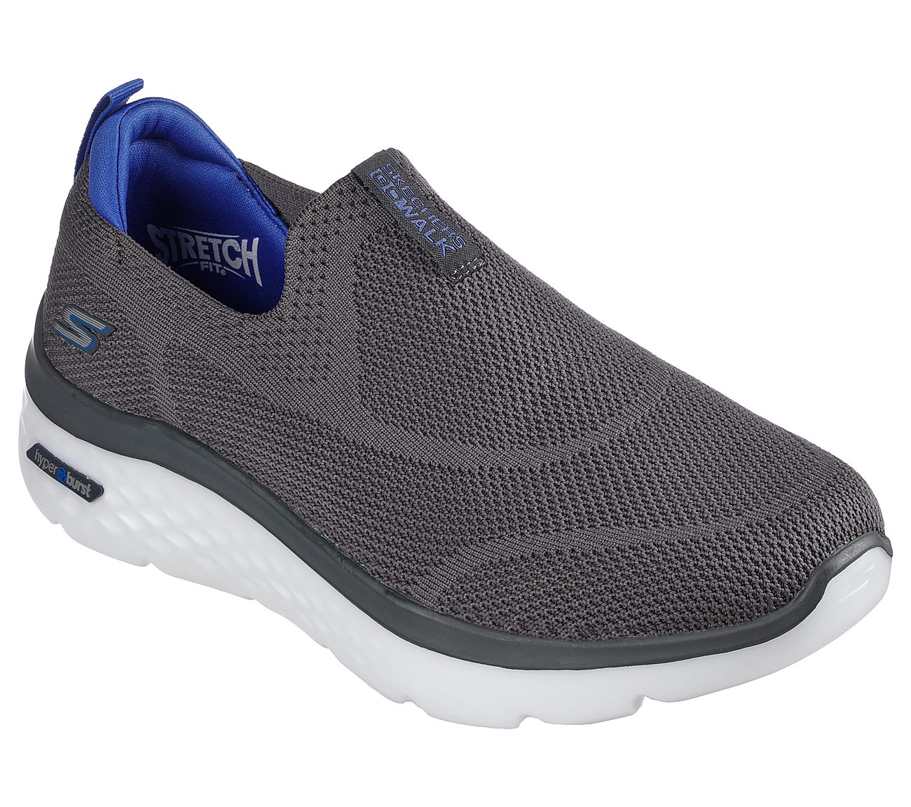 Skechers Charcoal/Blue Go Walk Hyper Burst Mens Slip On Shoes - Style ...