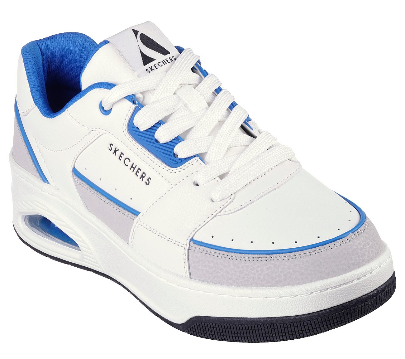 UNO COURT - LOW-POST, WHITE/BLUE Footwear Left View