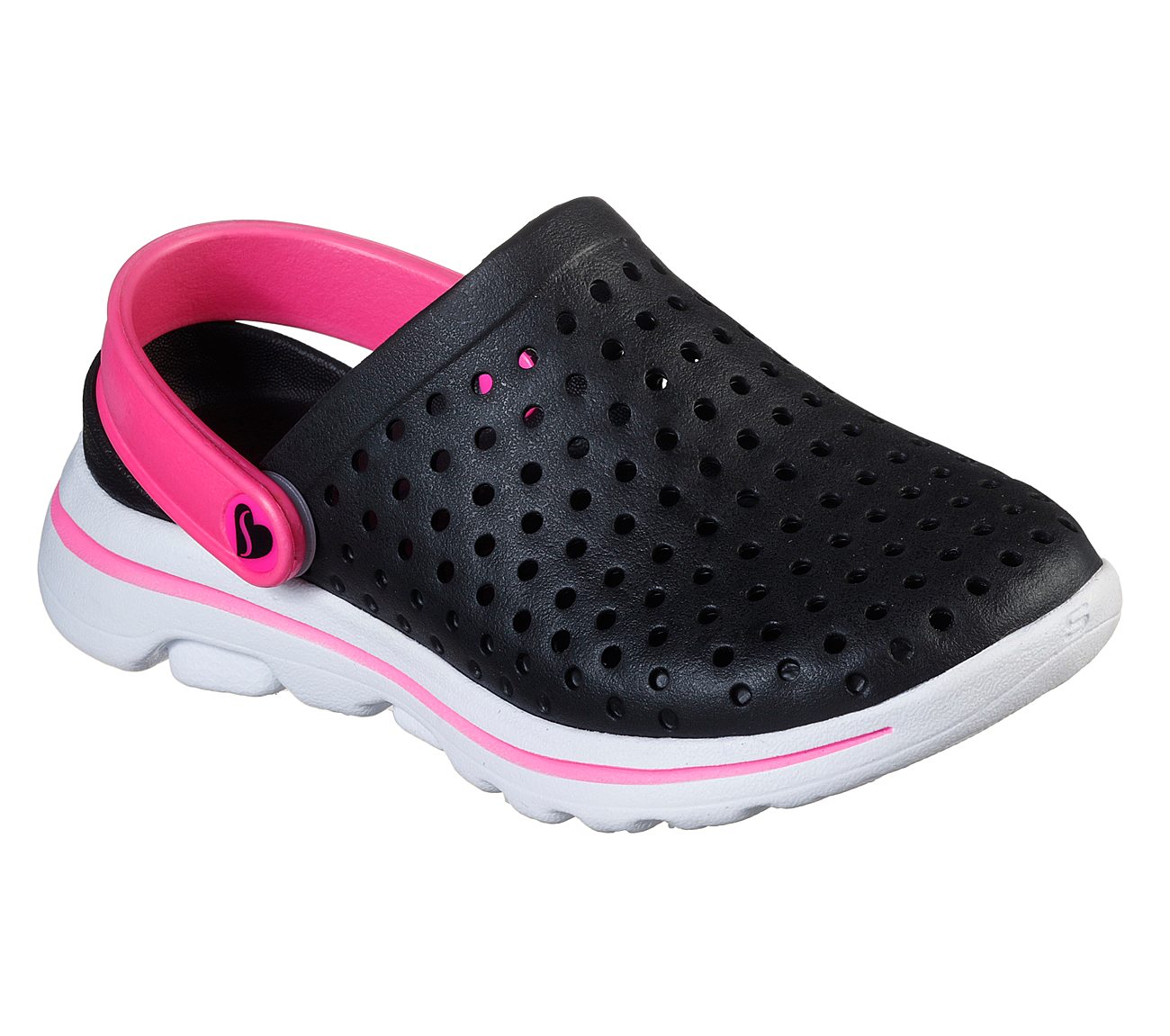 GO WALK 5 - WINNING STREAK, BLACK/HOT PINK Footwear Lateral View