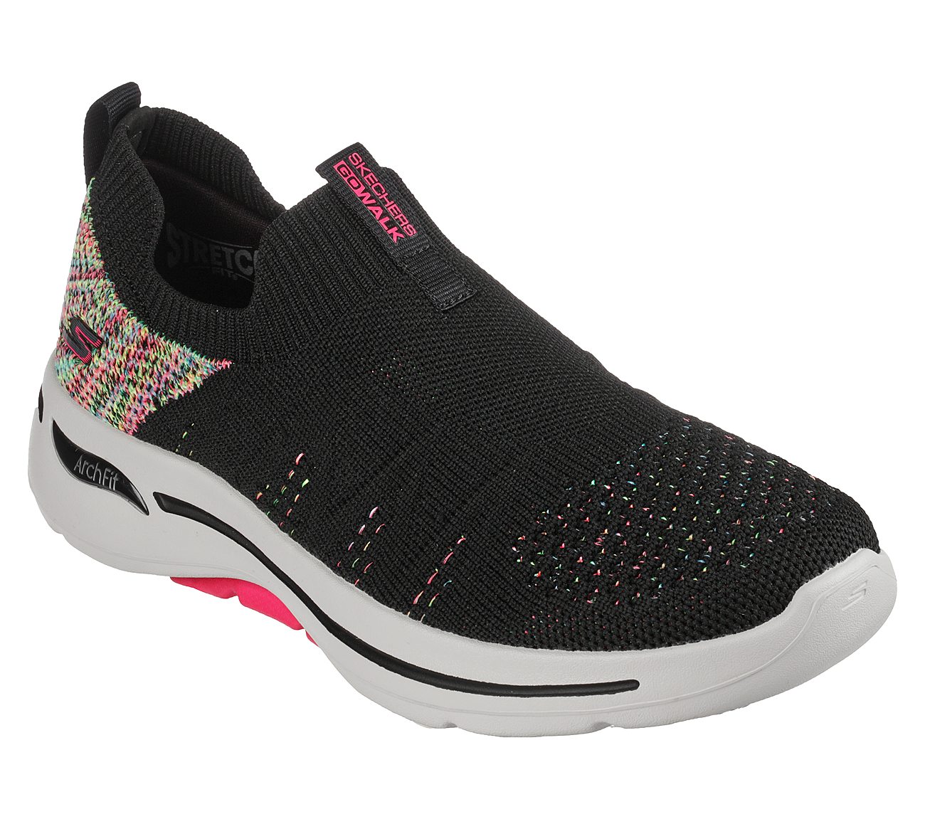 GO WALK ARCH FIT - FUN TIMES, BLACK/MULTI Footwear Right View