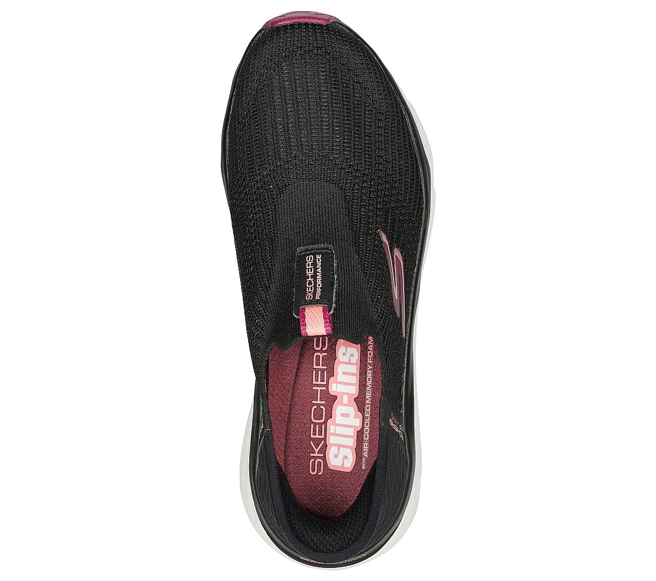 MAX CUSHIONING ELITE-SMOOTH T, BLACK/BURGUNDY Footwear Top View