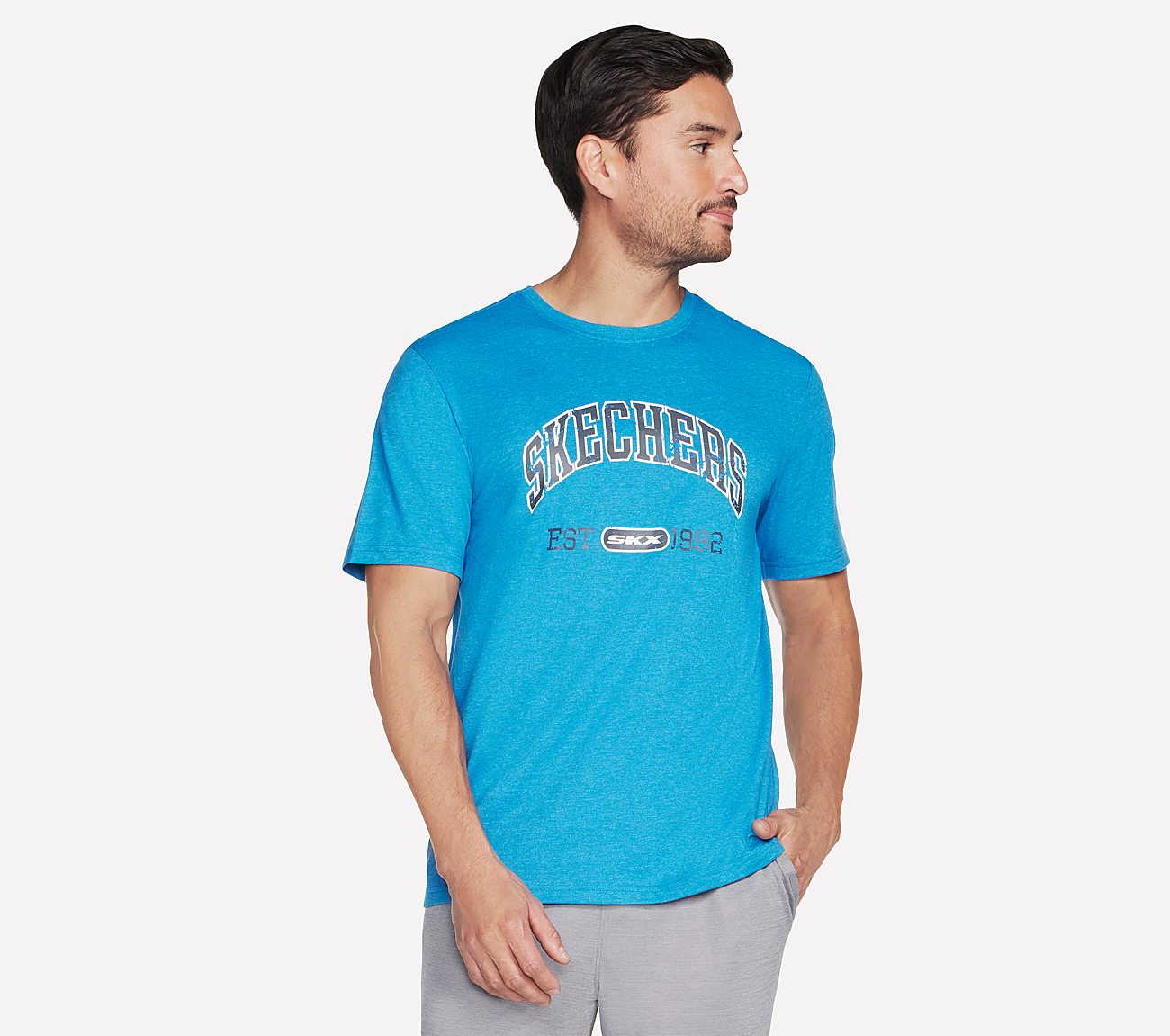 PRESTIGE T-SHIRT, NAVY/LIGHT BLUE Apparel Lateral View