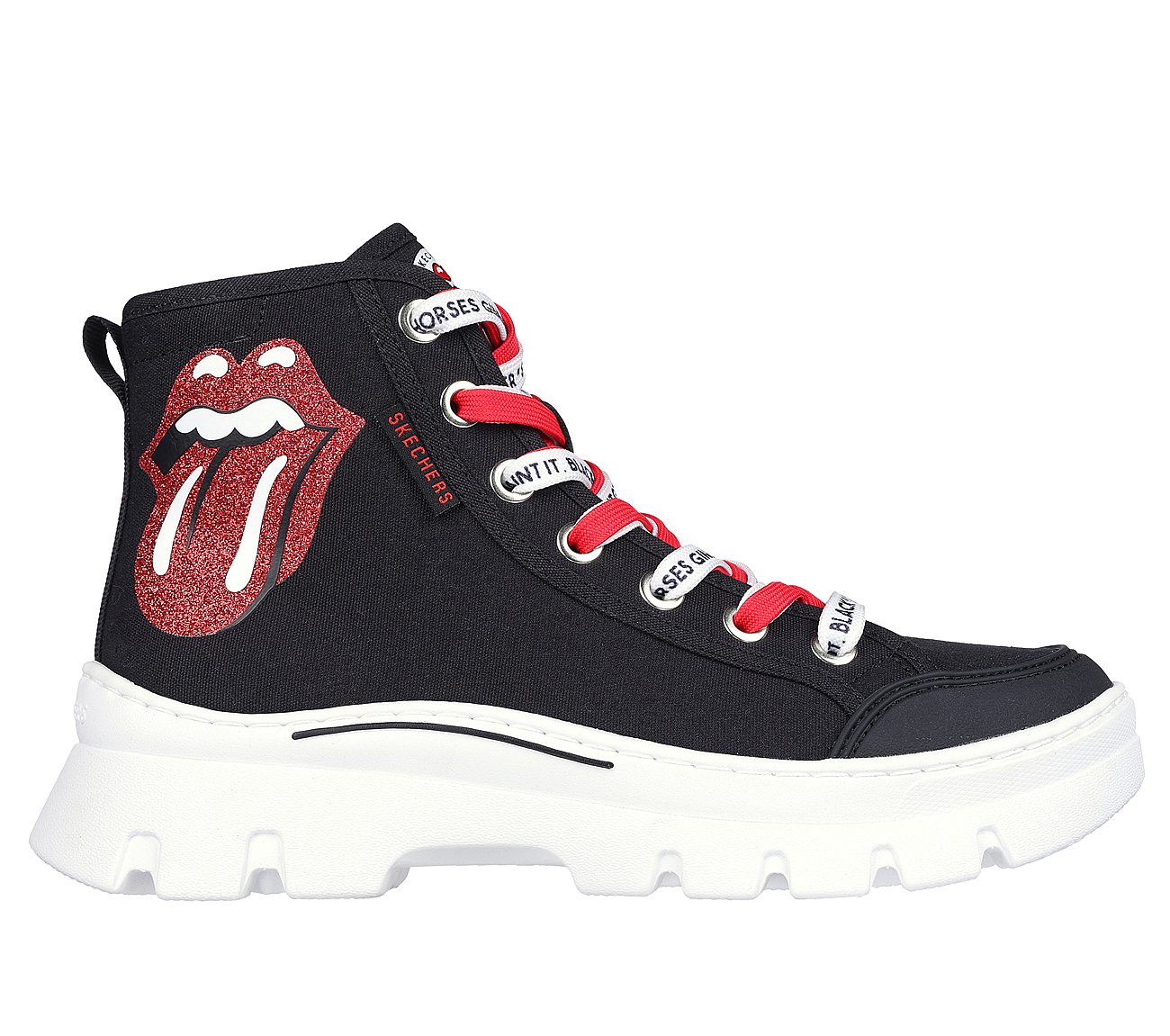 Rolling Stones: Roadies Surge - Lick & Lyrics, BLACK/RED Footwear Lateral View