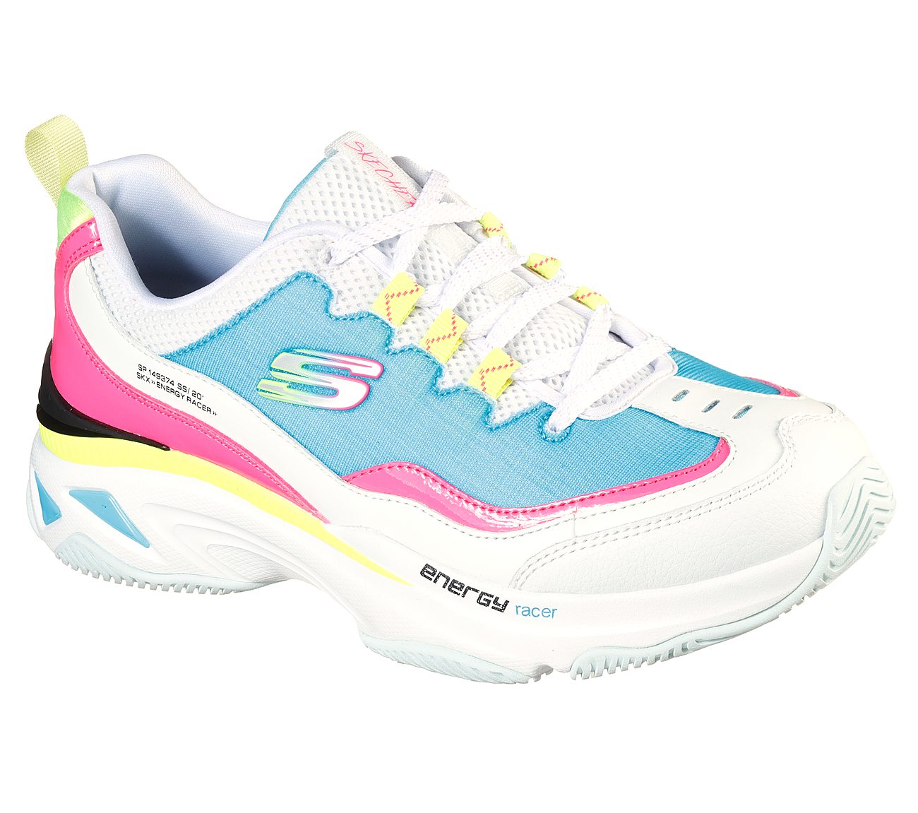ENERGY RACER-SHE'S ICONIC, WHITE/BLUE/PINK Footwear Lateral View