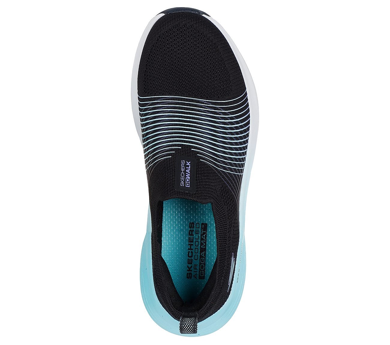 GO WALK MAX WALKER - SALLY, BLACK/AQUA Footwear Top View