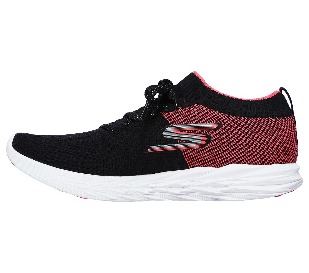 GO RUN 6 -, BLACK/HOT PINK Footwear Left View
