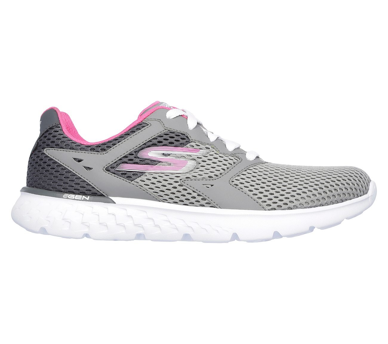 GO RUN 400, CHARCOAL/HOT PINK Footwear Lateral View