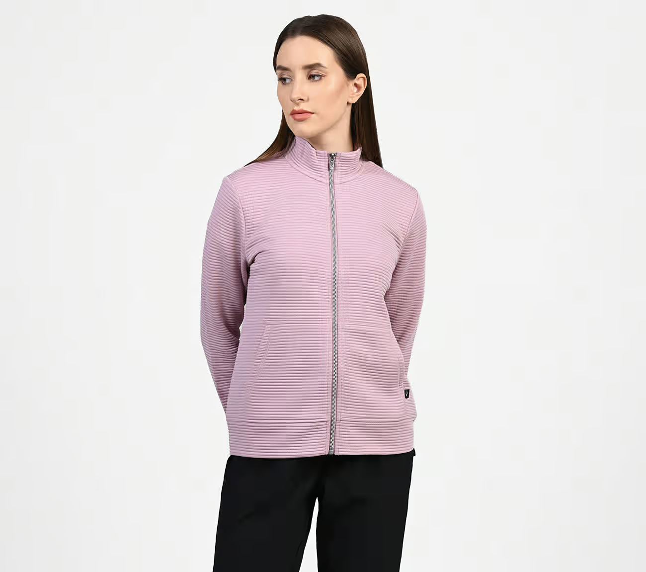 THE GOWALK HOODLESS HOODIE, PINK/LAVENDER Apparel Lateral View