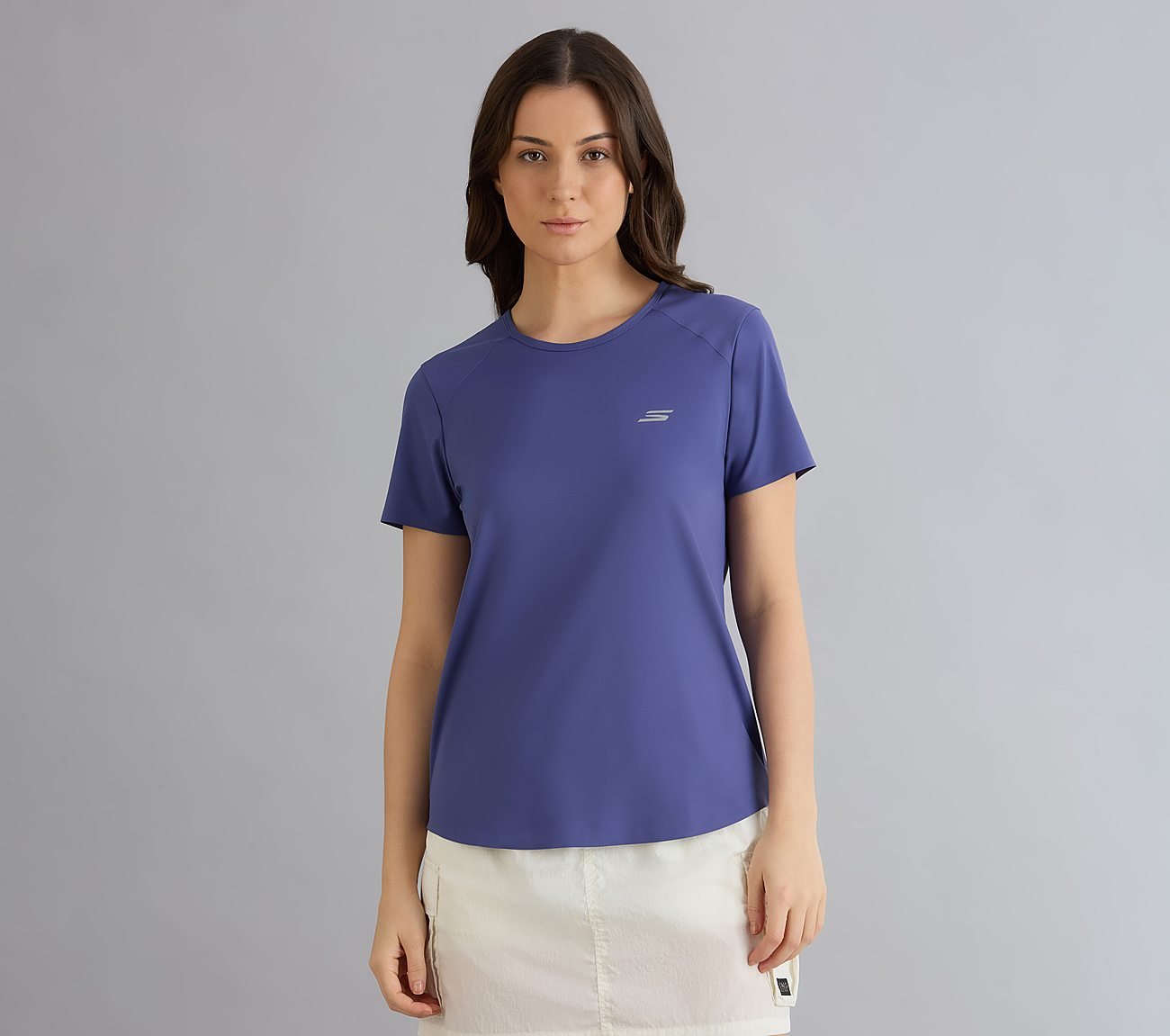 BONDED PERFORMANCE T-SHIRT, WHITE/PINK/PERIWINKLE