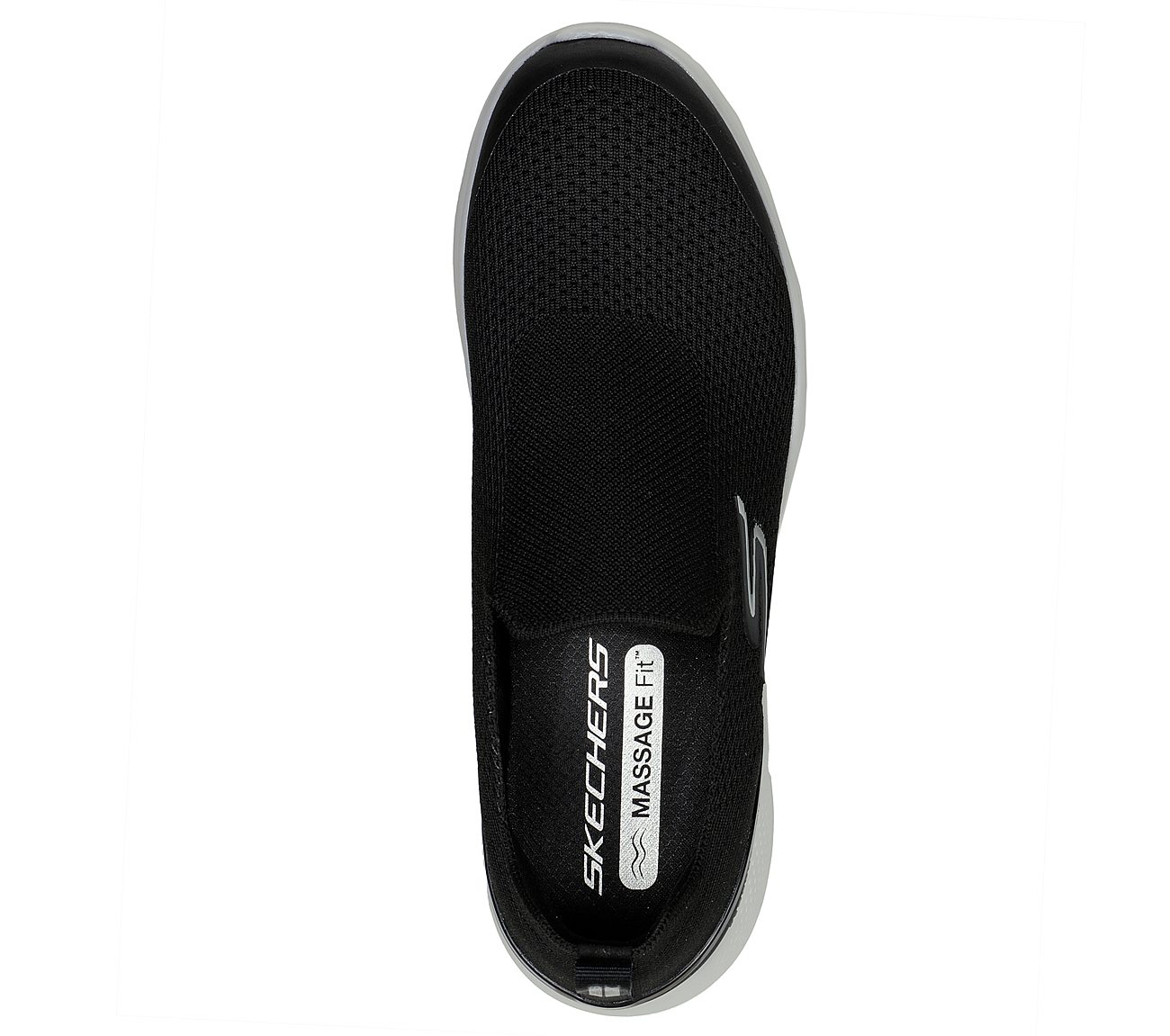 Skechers Black/White Go Walk-Massage-Fit-Tidal Mens Slip On Shoes ...