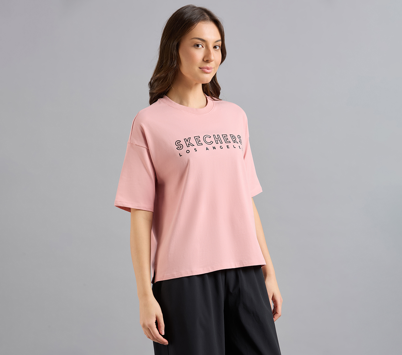 GEL PRINT OVERSIZED TEE, PURPLE/YELL Apparel Left View