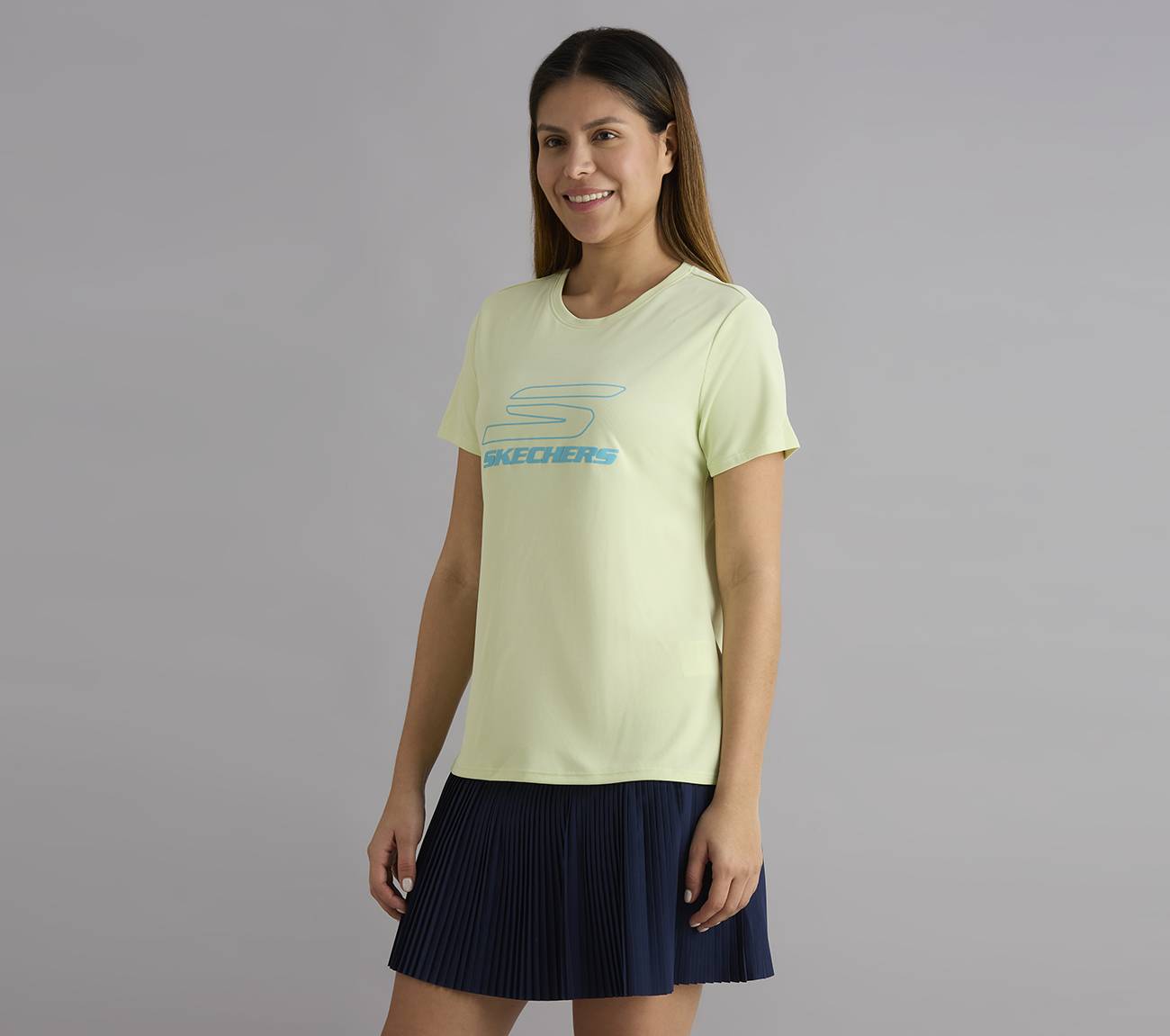PERFORMANCE RUNNING T-SHIRT, LT. GRAY/LIME Apparel Top View