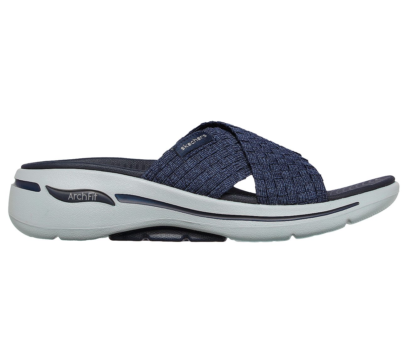 Skechers Navy Go Walk Arch Fit Wondrous Women Slippers - Style ID ...