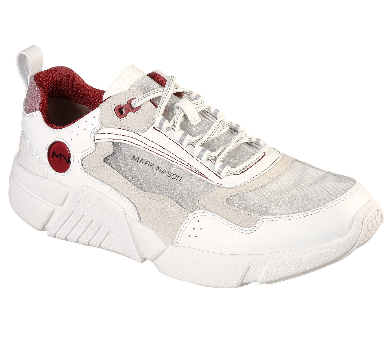 BLOCK - HAZE, WHITE/RED Footwear Lateral View
