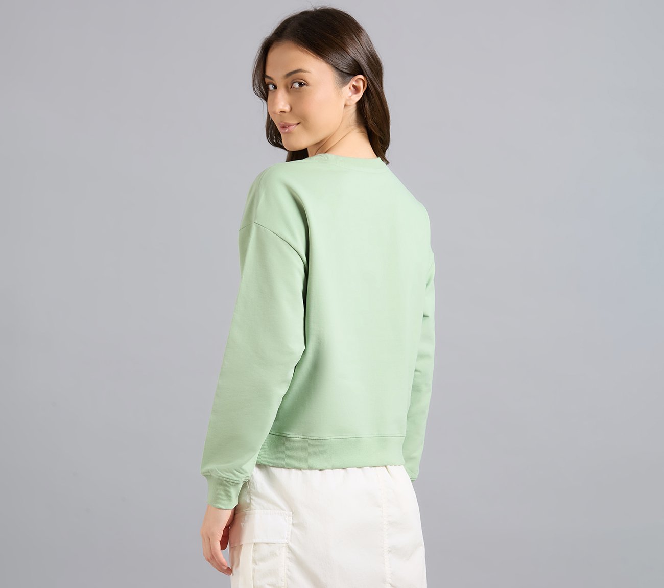 DROP SHOULDER SWEATSHIRT, YELLOW/BLUE Apparels Left View