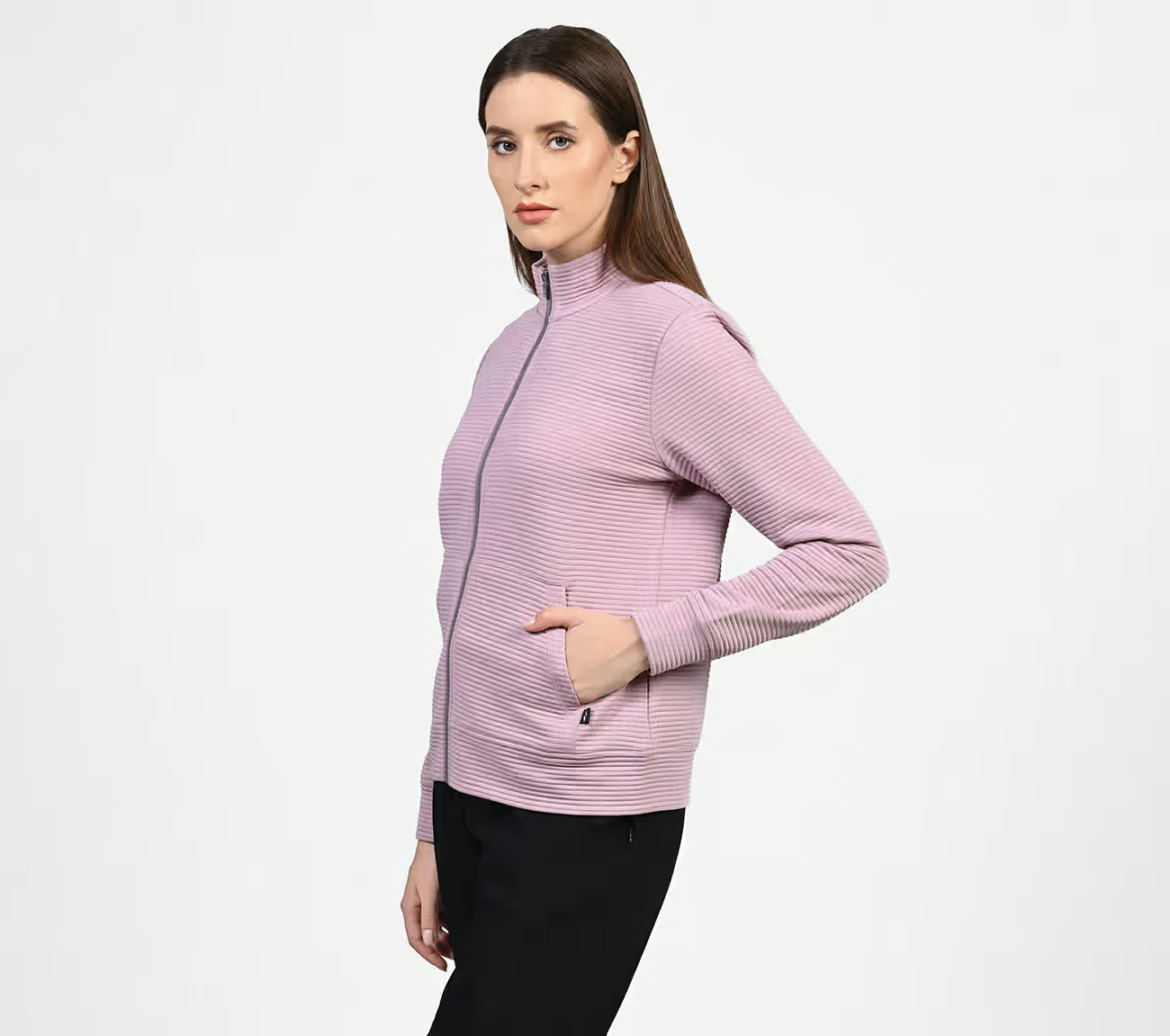 THE GOWALK HOODLESS HOODIE, PINK/LAVENDER Apparel Top View