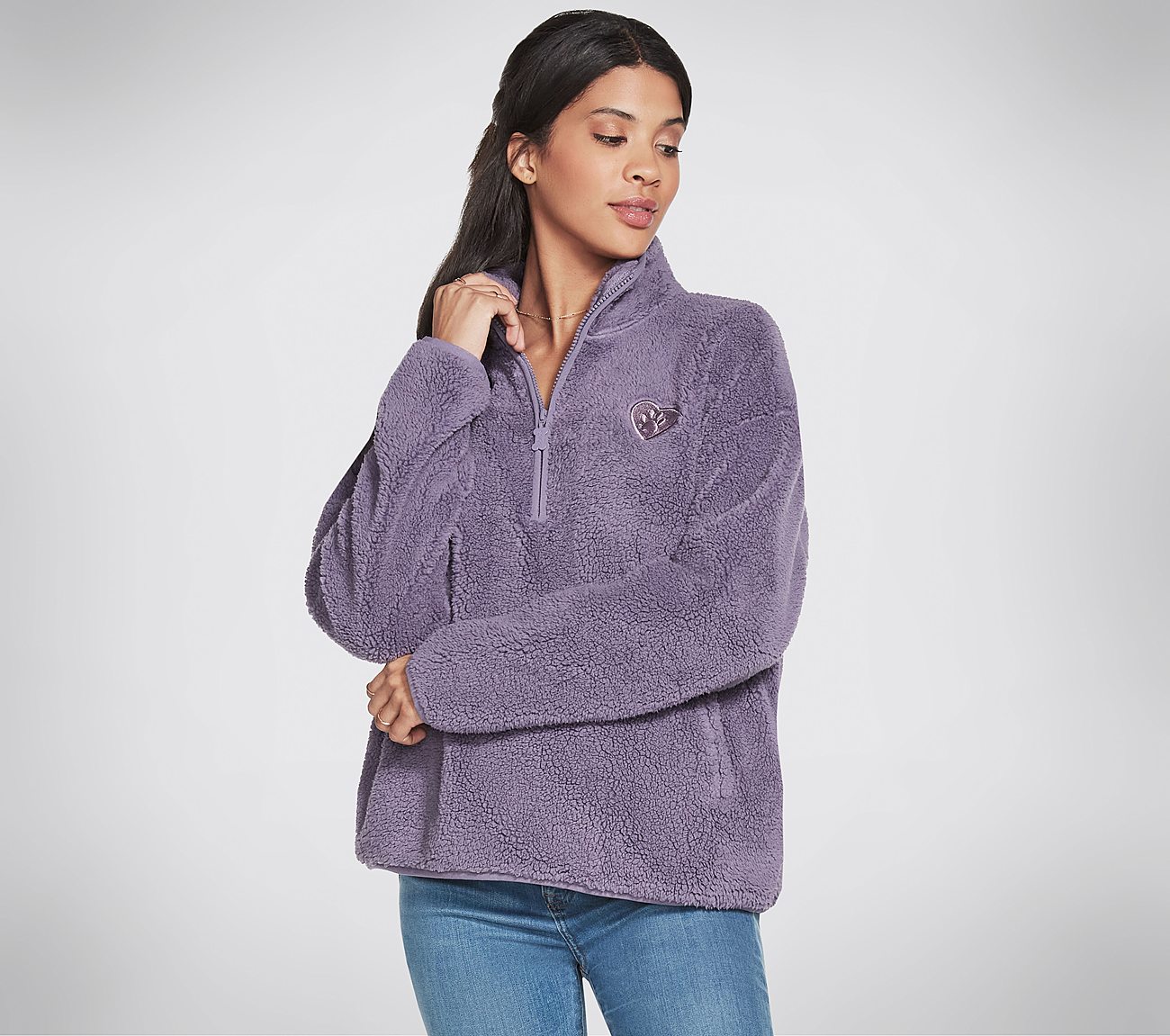 CUDDLE 1/4 ZIP, GREY/PURPLE Apparels Lateral View