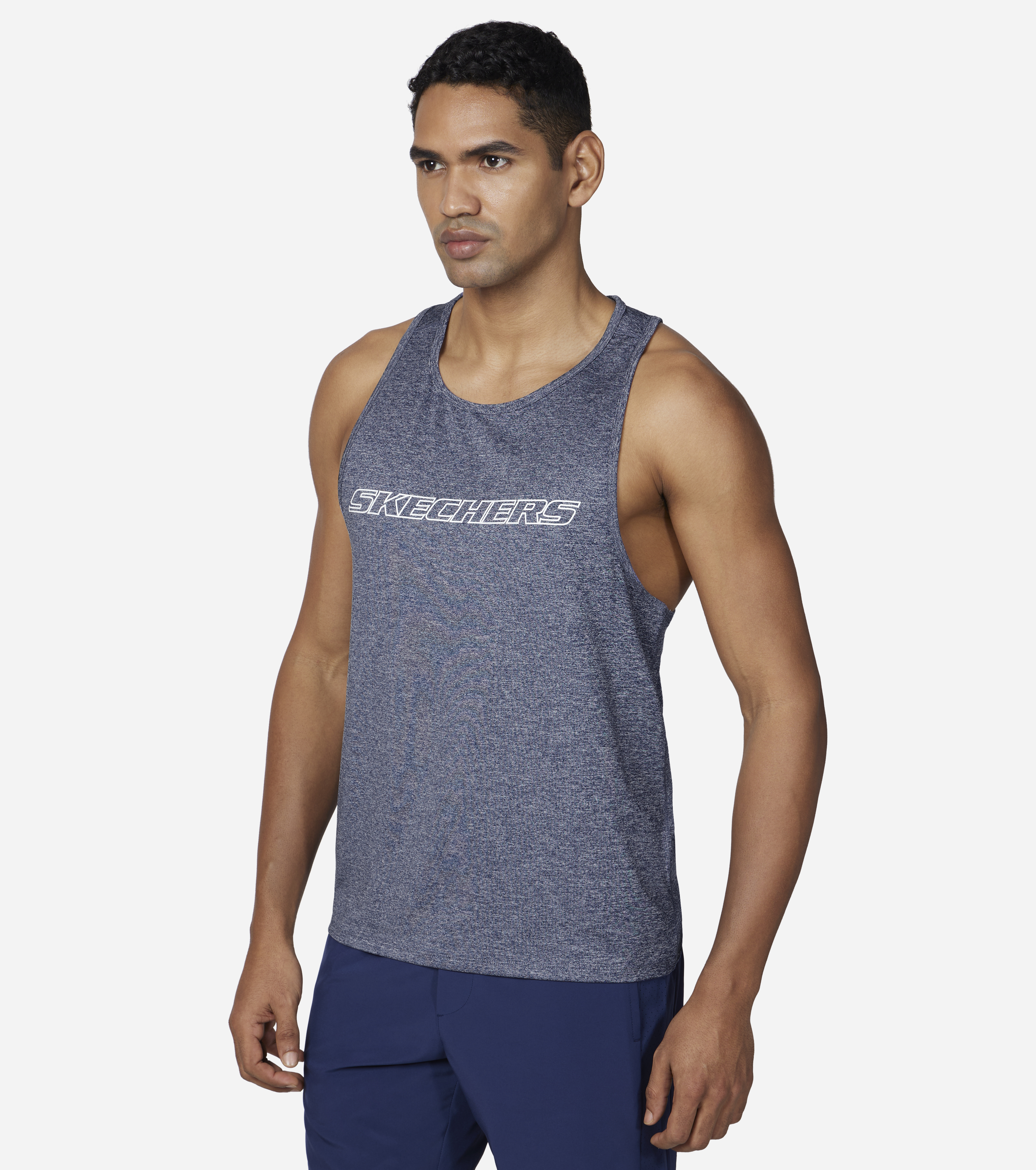 GODRI SKECH-AIR OUTPACE TANK, BLUE/WHITE Apparel Top View