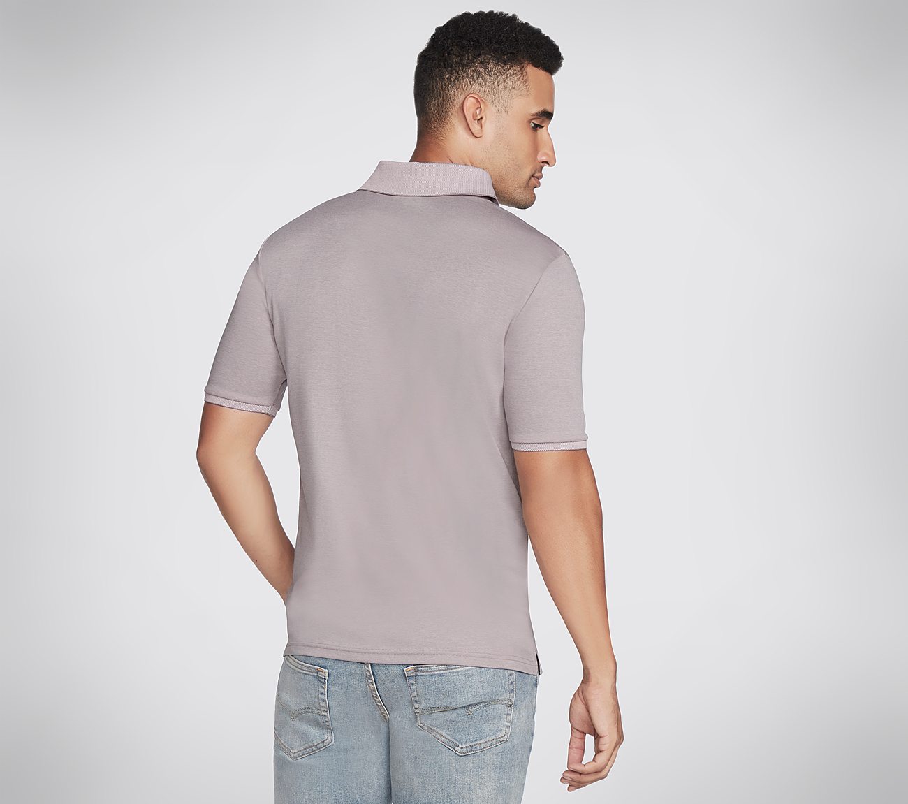 OFF DUTY POLO, TAUPE/LAVENDER Apparel Top View