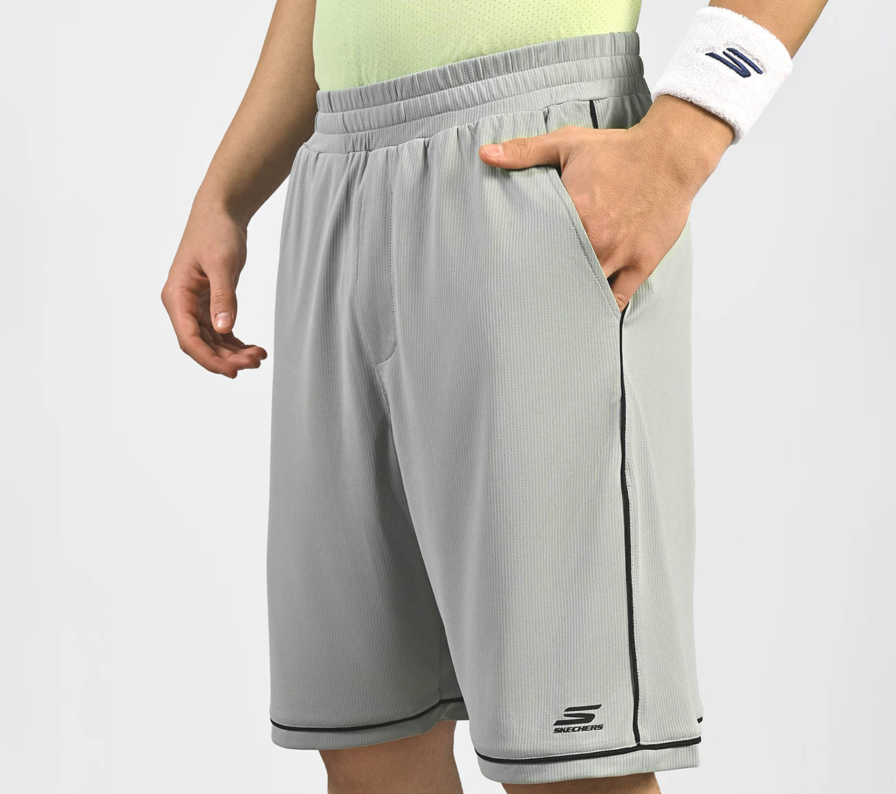 CONTRAST PIPING DETAIL SHORTS, CHARCOAL/LT. GRAY Apparel Right View