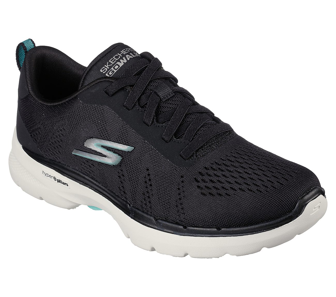 GO WALK 6, BLACK/TURQUOISE Footwear Right View