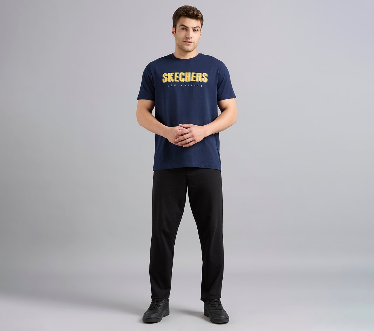 SKECHERS HAND PAINTED TEE, NAVY Apparel Right View