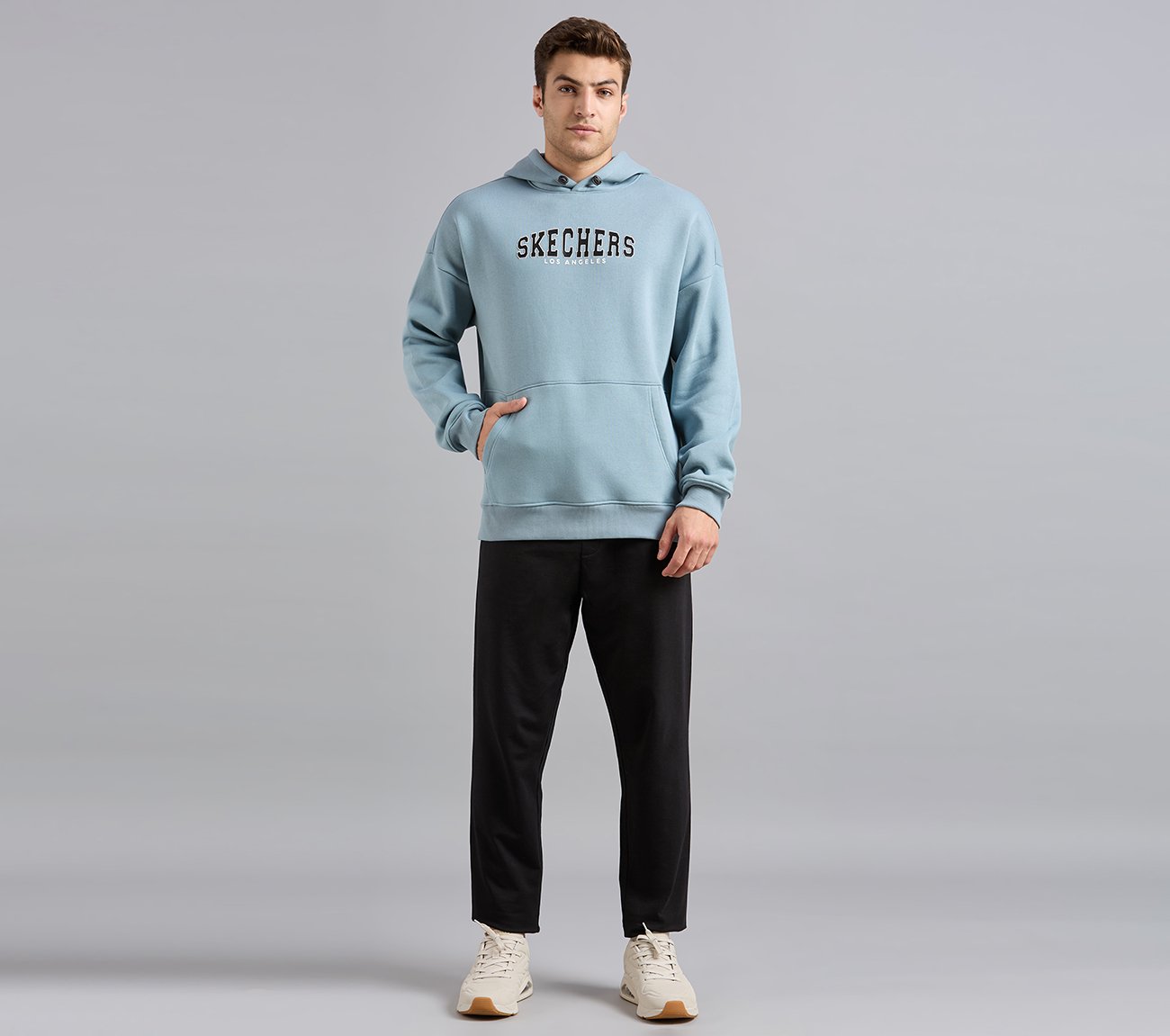 LOS ANGELES HONEYCOMB HOODIE, OFF WHITE/NAVY Apparels Right View