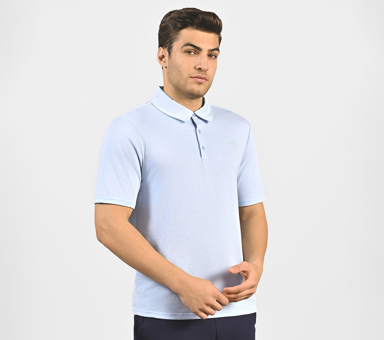 GODRI PREMIER STRIPE POLO, NAT/LT. BLUE Apparel Bottom View