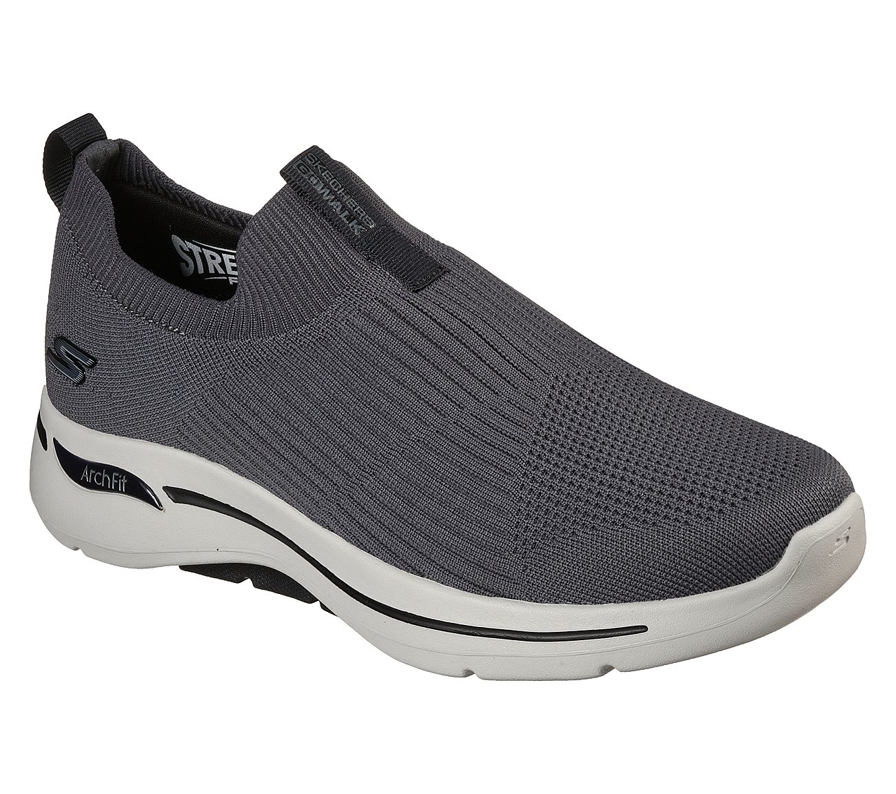 GO WALK ARCH FIT - ICONIC, CHARCOAL/BLACK Footwear Lateral View