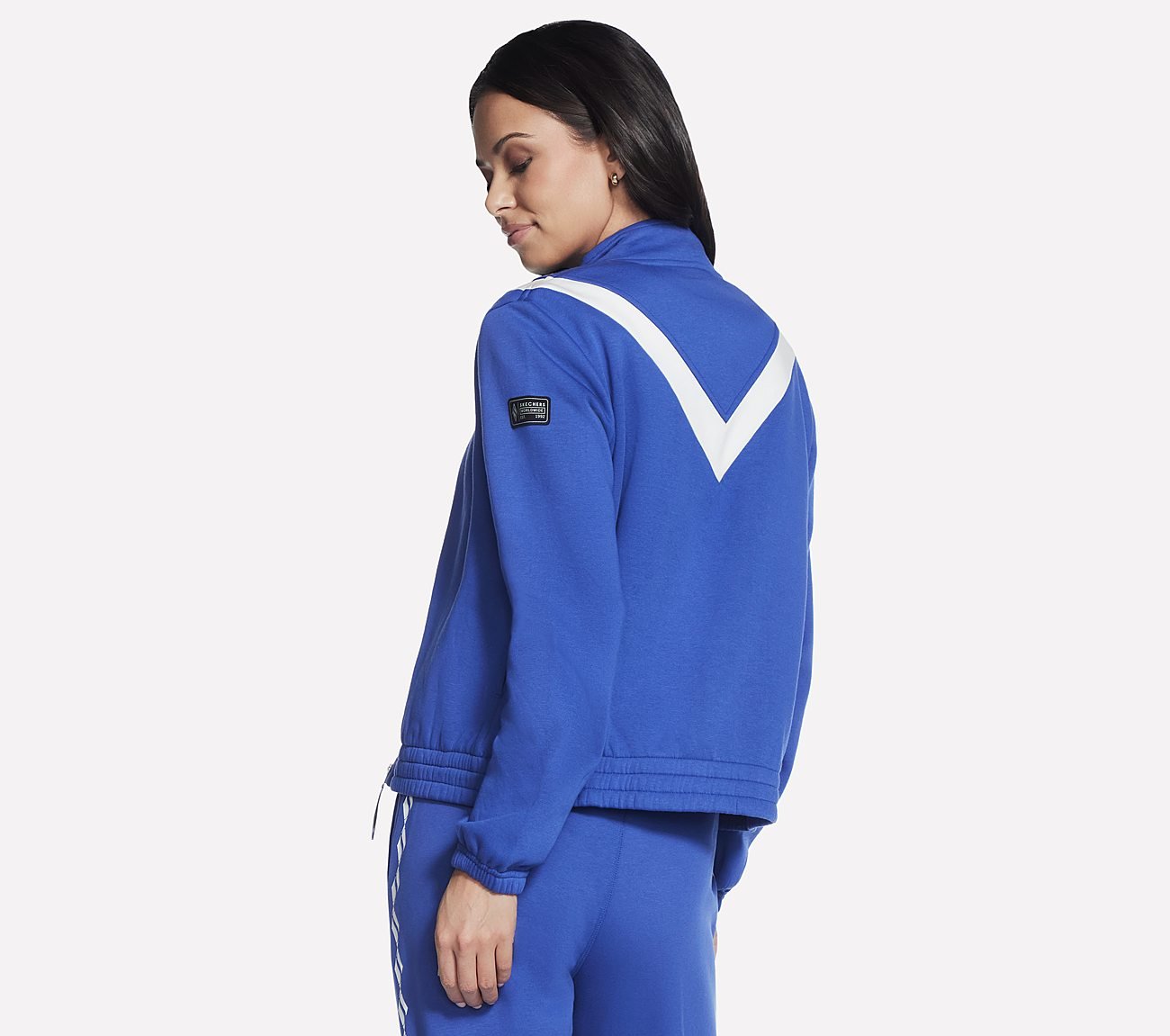 SKECH SWEATS FLEECE CHEVRON J, GUN METAL/ROYAL Apparels Top View