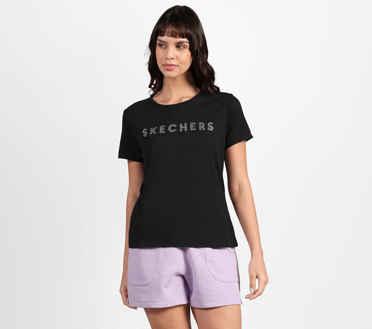 CREW NECK DIAMONTE TEE, BLACK Apparel Lateral View