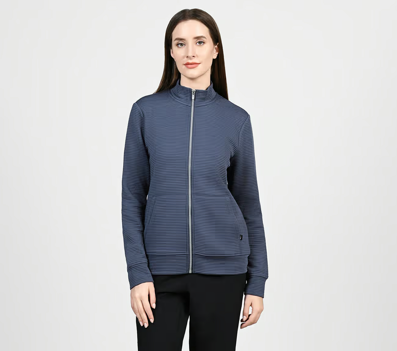 THE GOWALK HOODLESS HOODIE, PURPLE/CHARCOAL Apparel Lateral View