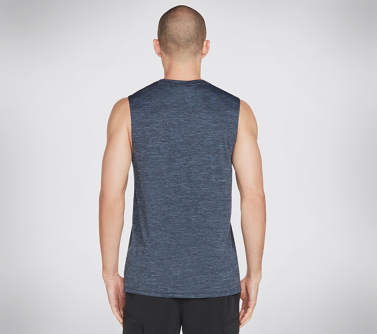 ON THE ROAD MUSCLE TANK, BLUE/GREY Apparel Top View
