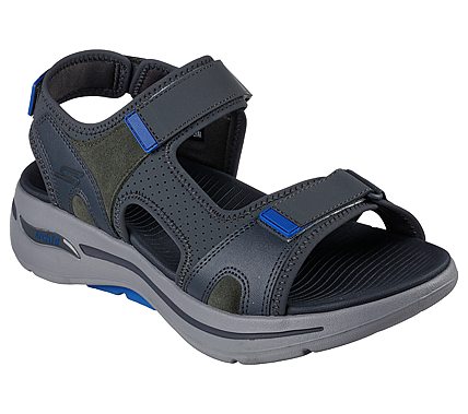 GO WALK ARCH FIT SANDAL-MISSI, CHARCOAL/BLUE Footwear Lateral View