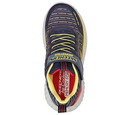 SKECHERS MONSTER-TRONIKO, NAVY/YELLOW Footwear Top View