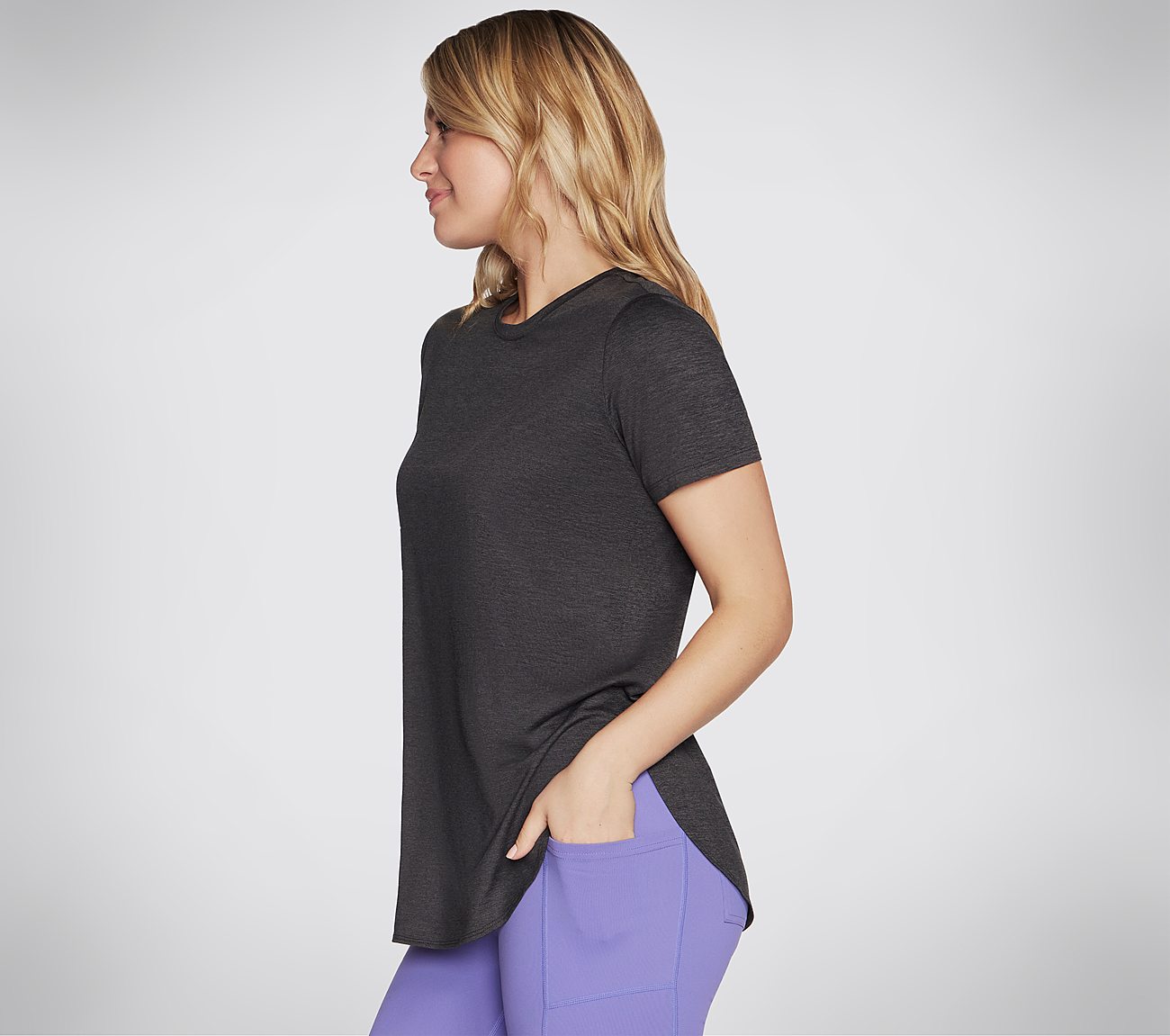 GODRI SWIFT TUNIC T-SHIRT, BLACK Apparel Bottom View