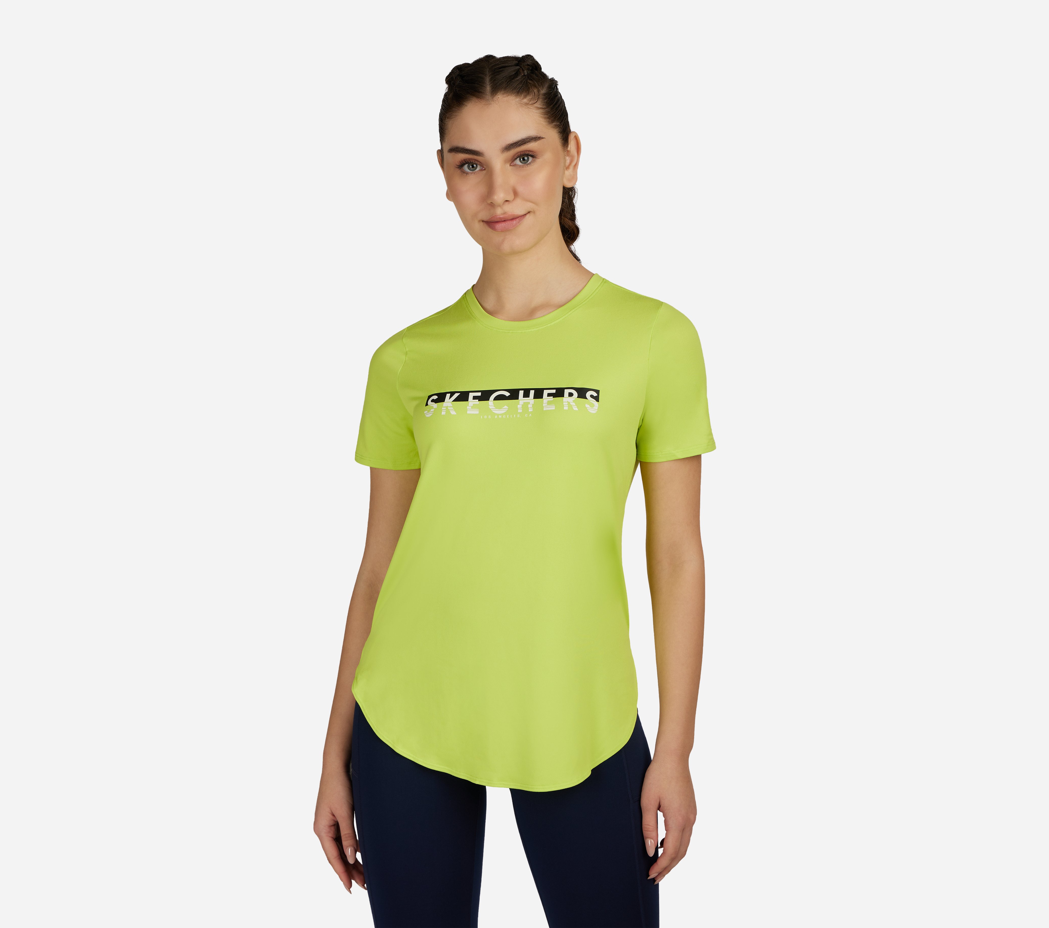 GODRI SWIFT SKECHERS TUNIC T-SHIRT, LIME Apparels Lateral View
