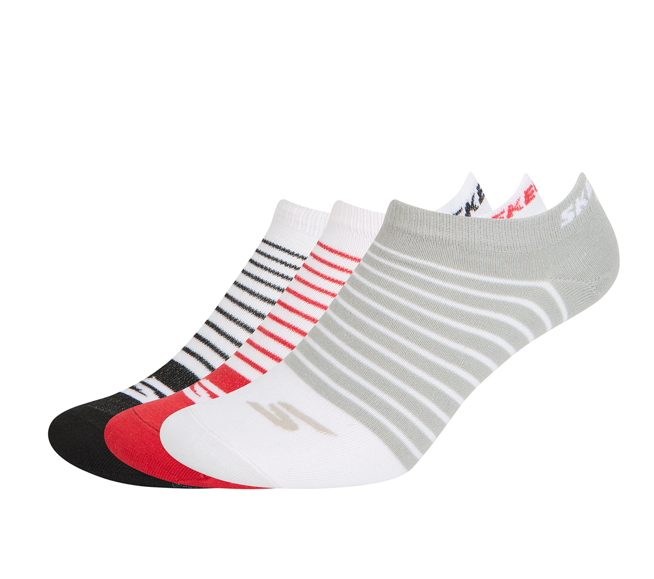 3PK WOMENS STRIPPED NON TERRY LOWCUT , BLACK/WHITE/RED