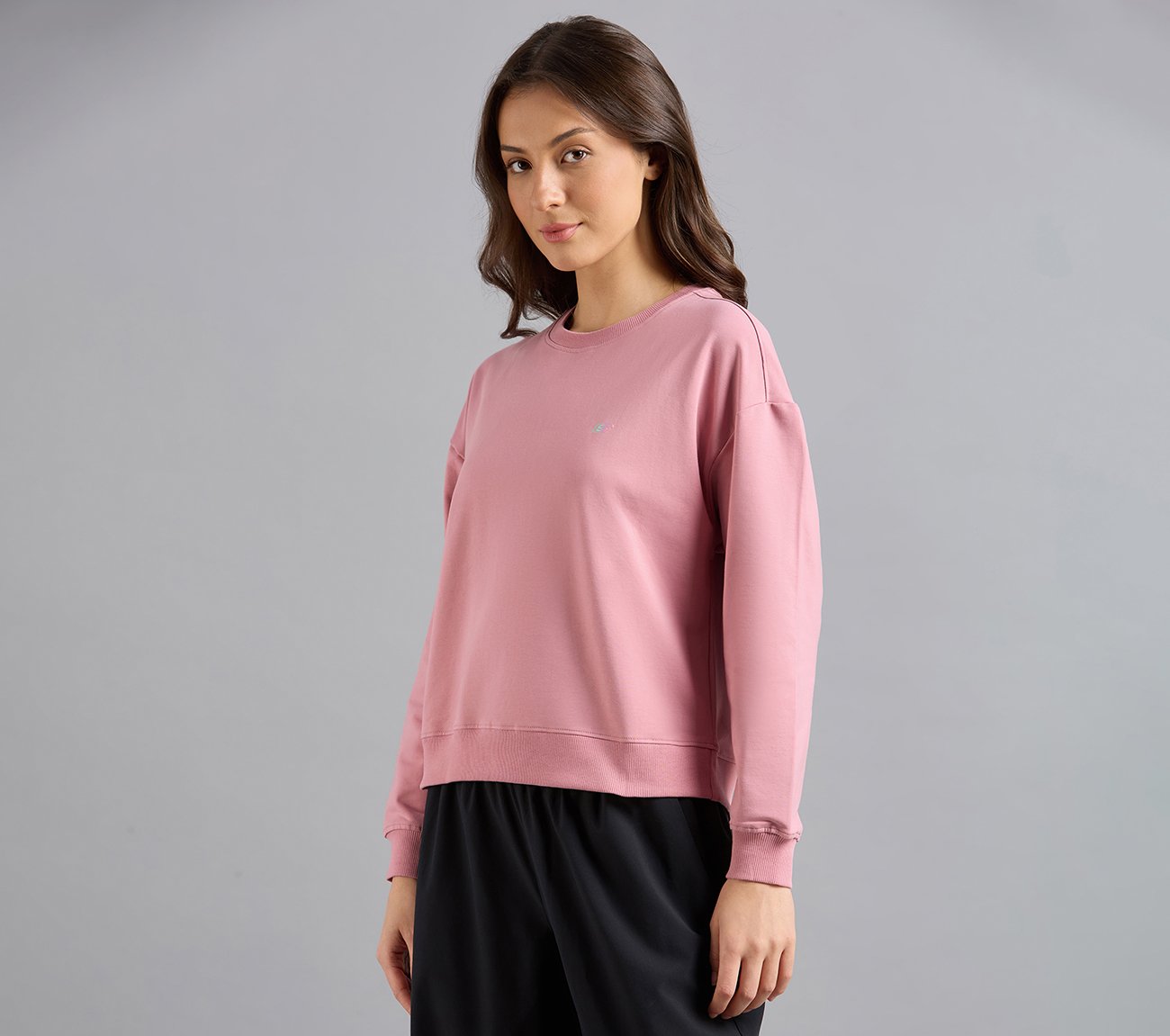 DROP SHOULDER SWEATSHIRT, PURPLE/YELL Apparels Top View