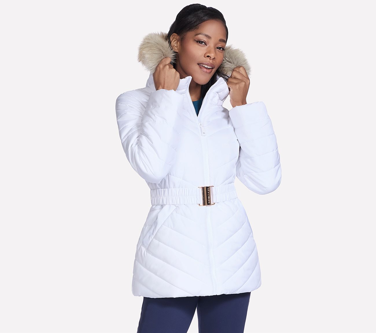 ON-THE-GO BELTED PARKA, WHITE