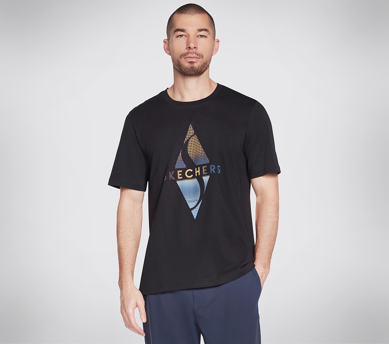 SKECHERS RECHARGE SS TEE, BBBBLACK Apparels Lateral View