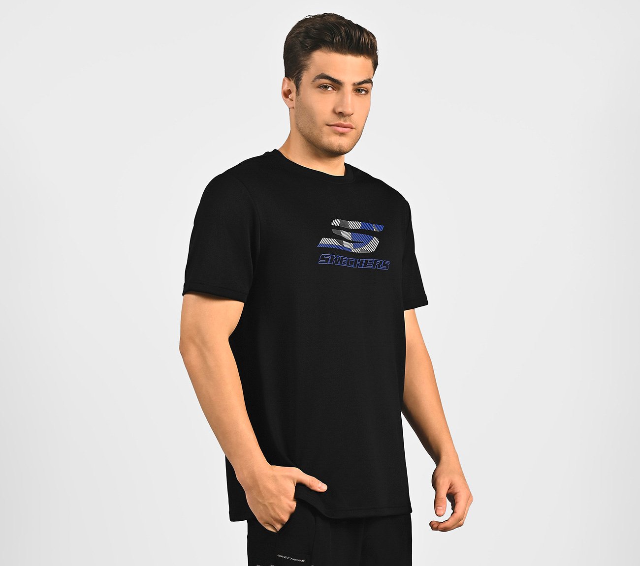 LOGO GRAPHIC PRINT T-SHIRT, BLACK Apparel Top View