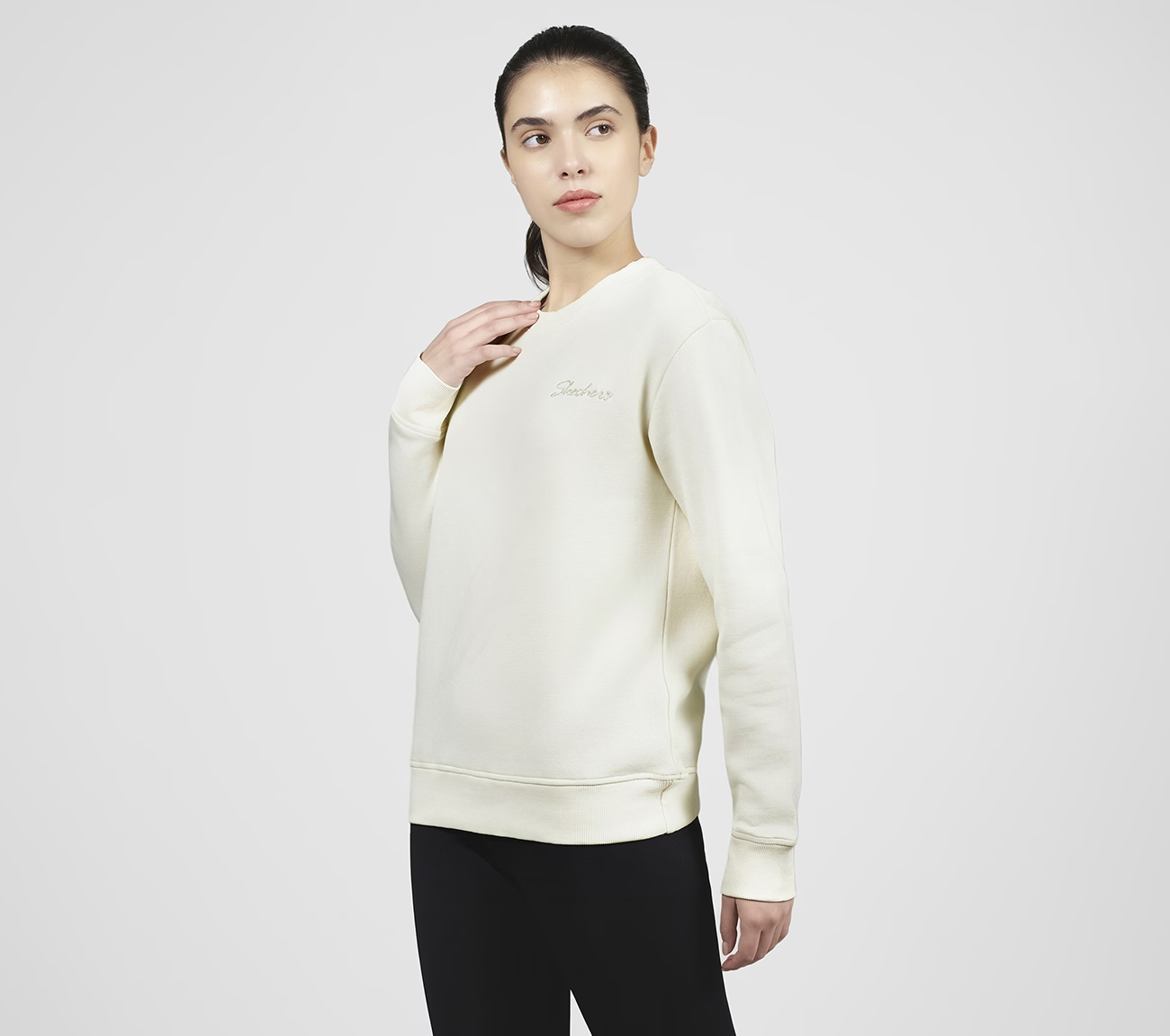 SKECH-SWEATS SIGNATURE P/O CREW, OFF WHITE Apparels Top View