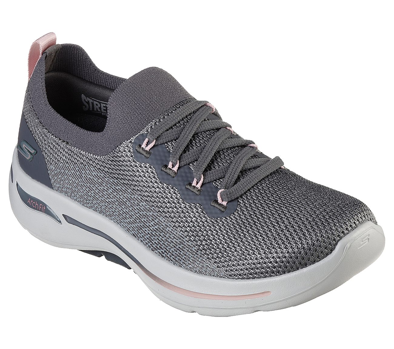 GO WALK ARCH FIT - CLANCY, GREY/PINK Footwear Right View