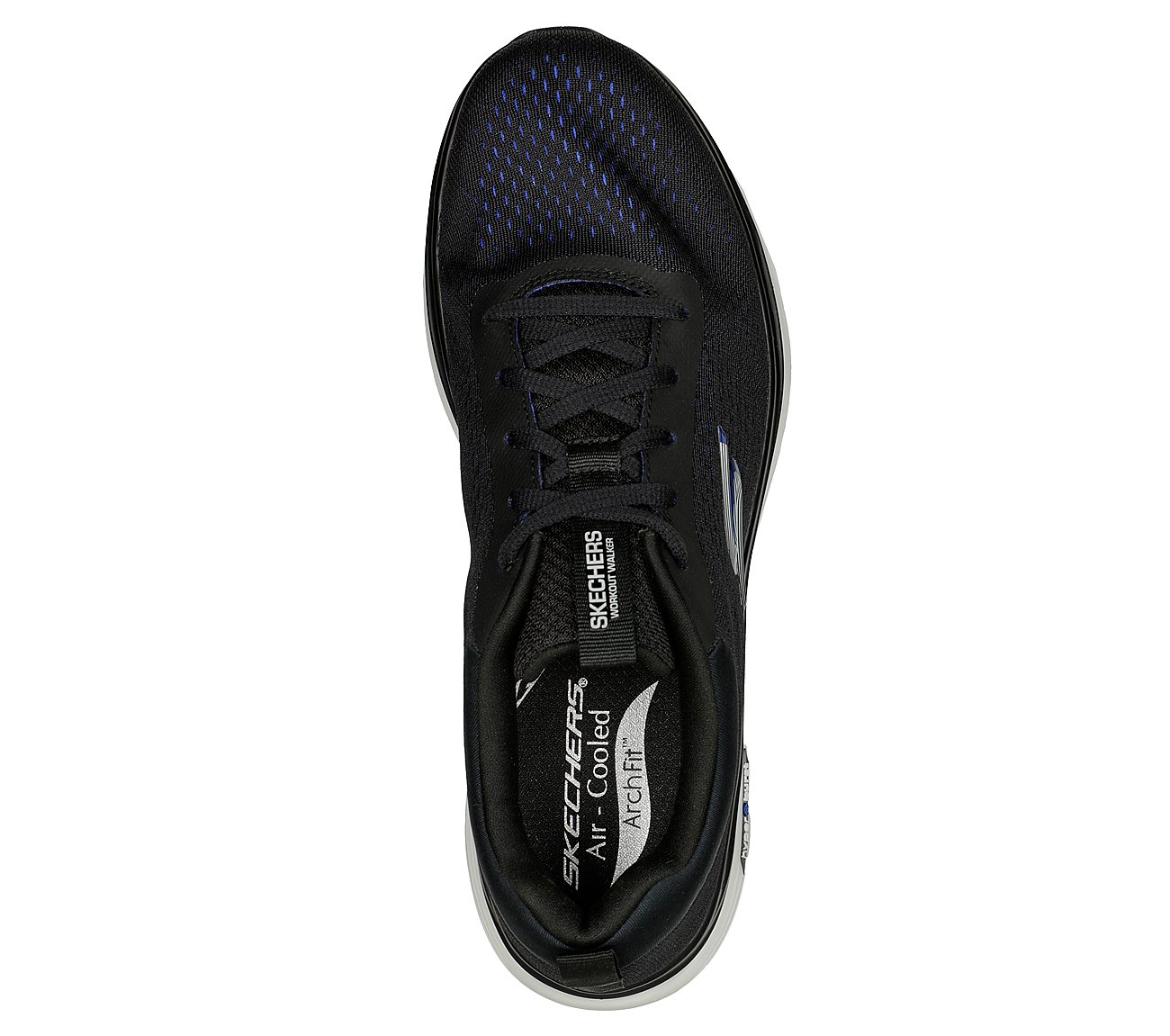 GO WALK WORKOUT WALKER-OUTPAC, BLACK/BLUE Footwear Top View