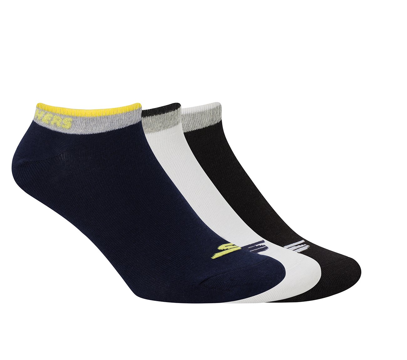 3PK MENS NON TERRY LOW CUT, WHITE/BLACK/BLUE Accessories Lateral View