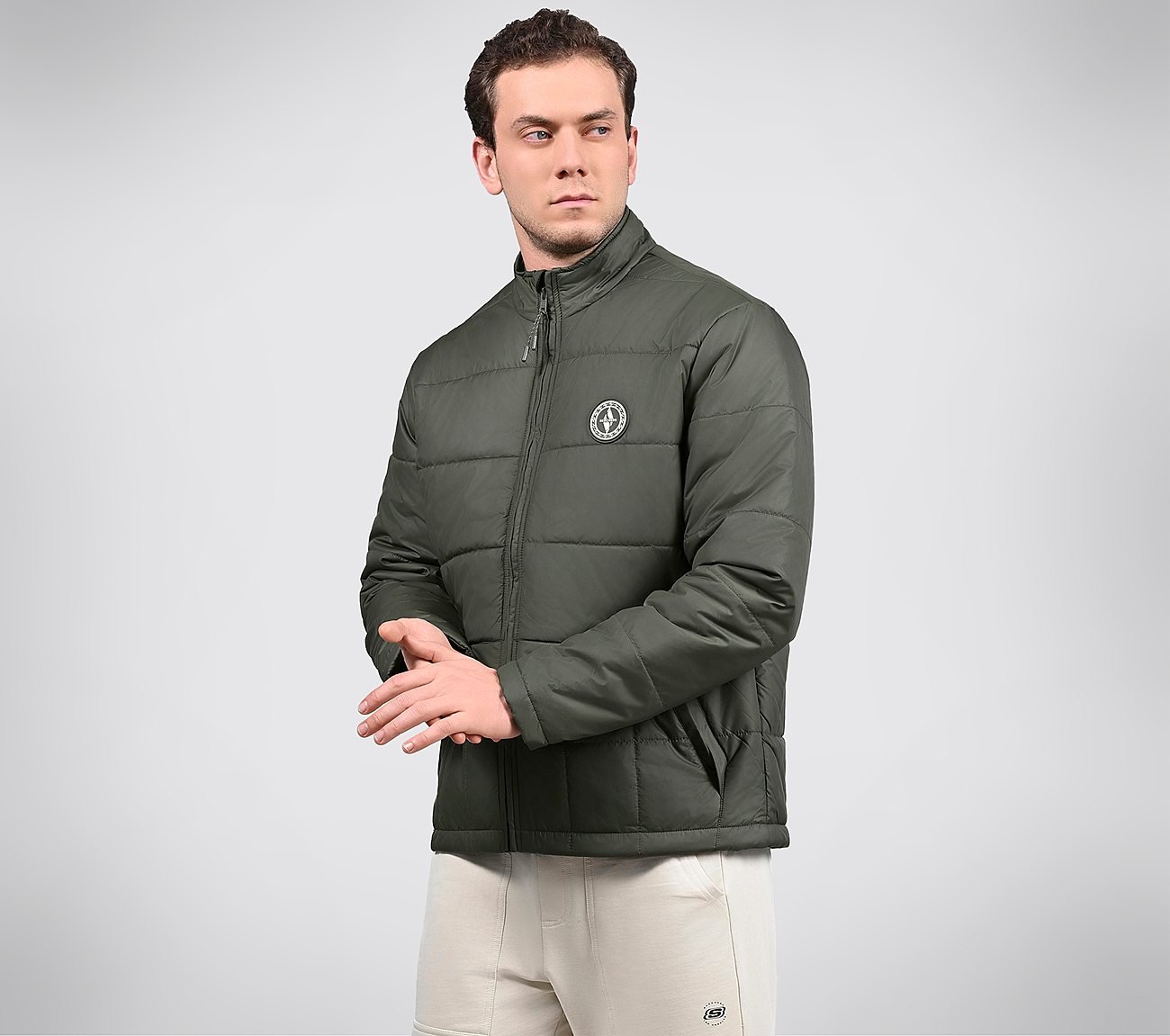 PUFFER FZ JACKET, CHOCOLATE/GREEN Apparels Bottom View