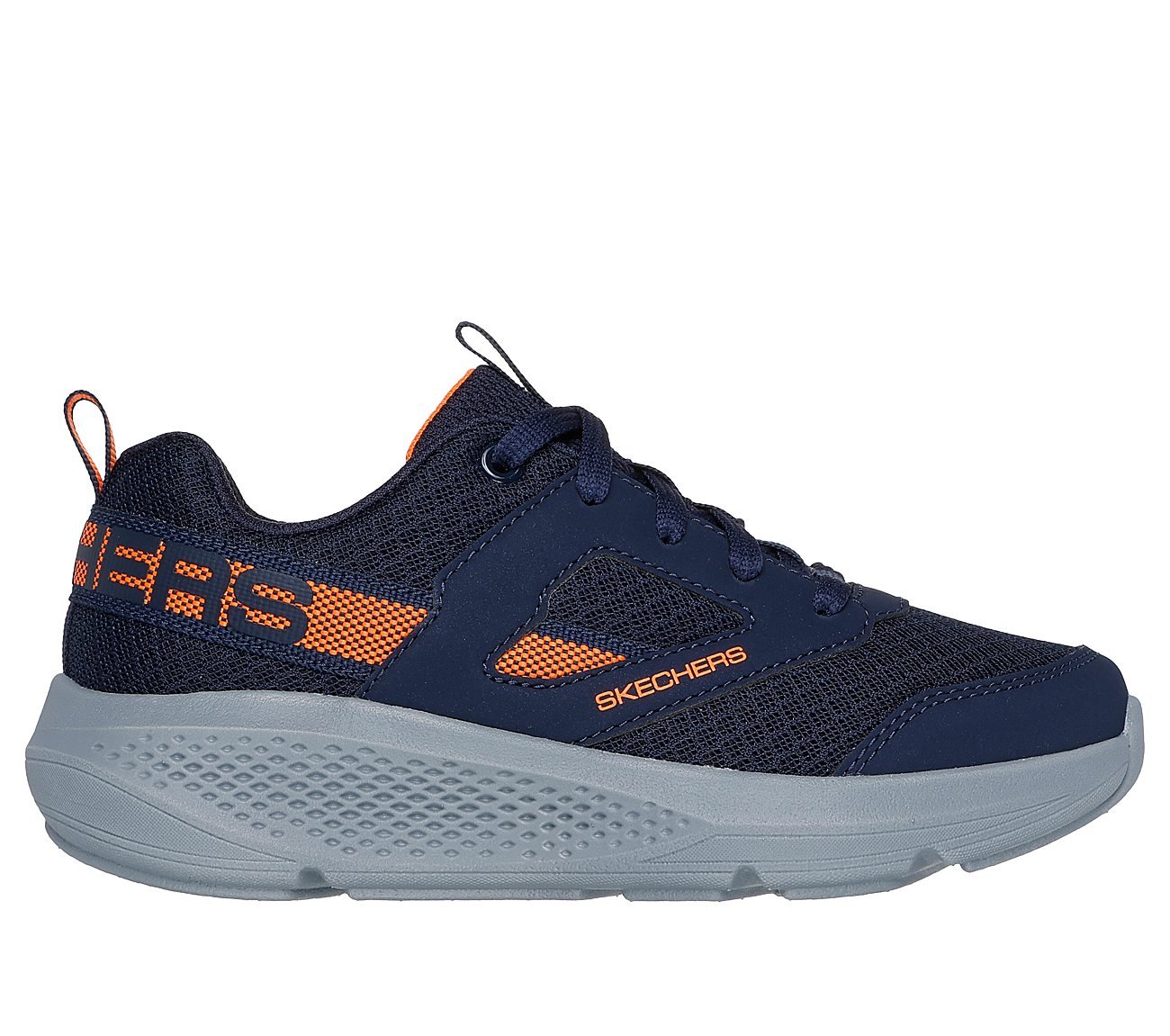 GO RUN ELEVATE, NAVY/ORANGE Footwear Lateral View