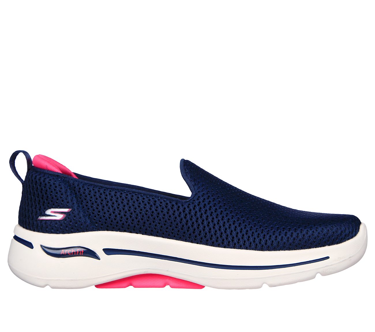 Skechers Navy/Hot Pink Go-Wark-Arch-Fit-H Womens Slip On Shoes - Style ...